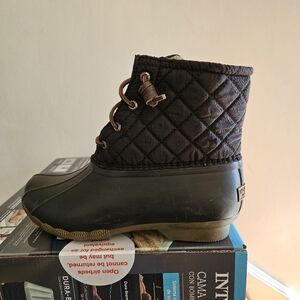 Sperry Saltwater Quilted Duck Boot Black Women's Size 8 w